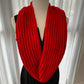 Hand-Knitted Red Infinity Scarf