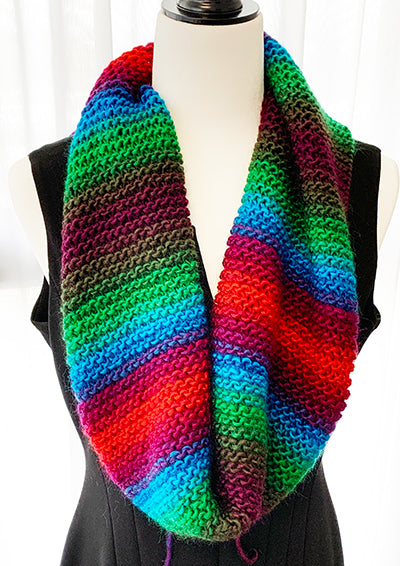 Hand-Knitted, Hand-Made Infinity Multicolour Scarf