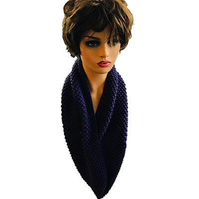 Hand-Knitted Purple Infinity Scarf