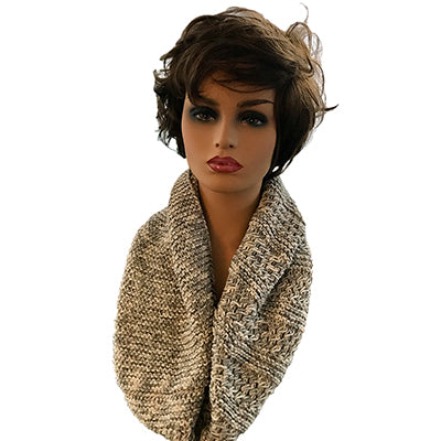 Hand-Knitted Greyish Beige Infinity Scarf