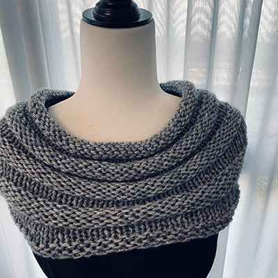 Hand-Knitted Grey Cowl