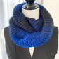 Hand-Knitted Black & Royal Blue Infinity/Cowl Scarf