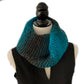 Hand-Knitted Black & Azure Infinity/Cowl Scarf