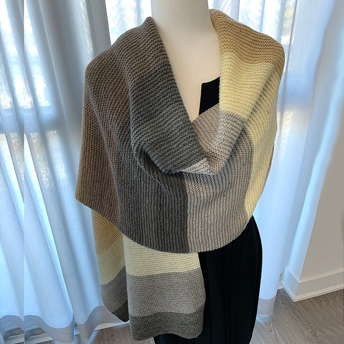 Hand-Knitted Earthy colour Wrap